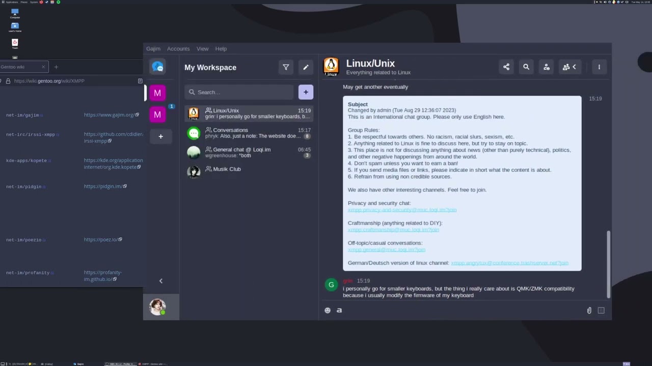 Gajim, a GTK Python XMPP Client