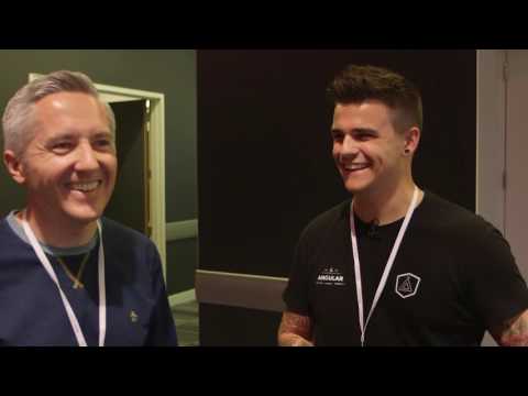 Todd Motto talks with Danny Callaghan during Angular Connect 2016