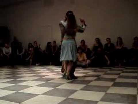  Nancy Louzan  and  Damian Ignacio Eselevsky Esell  are  dancing  to  the  tango  "  Tu...el Cielo Y Tu!  "