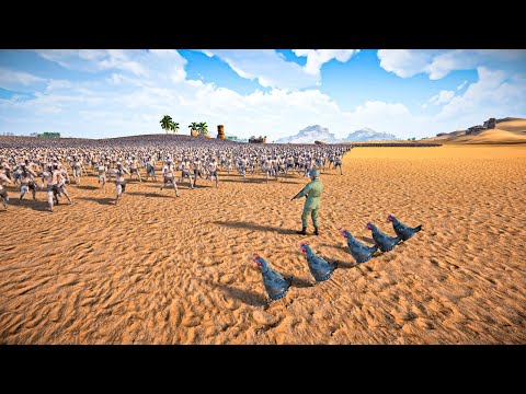 1 SUPER SOLDIER RESCUE 5 CHICKENS FROM 1,000,000 ZOMBIE HORDE - Ultimate Epic Battle Simulator 2