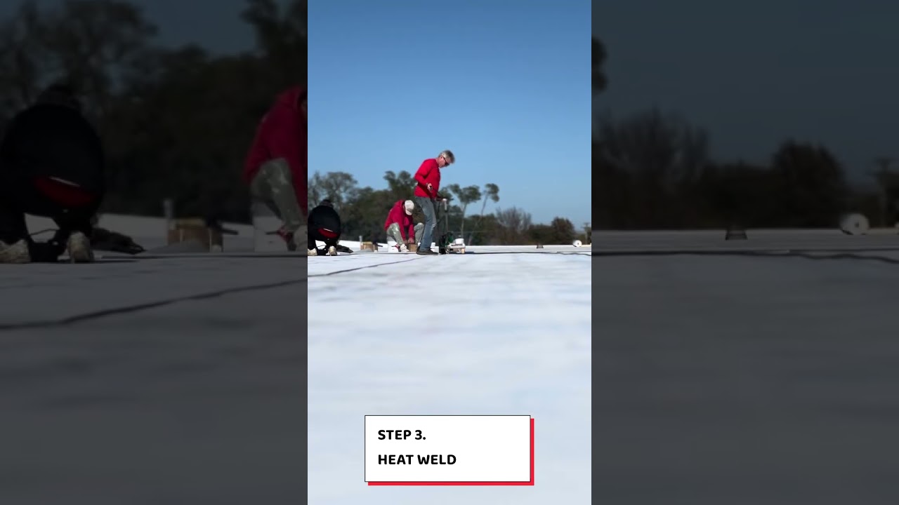 Professional commercial roofing installation process demonstration video