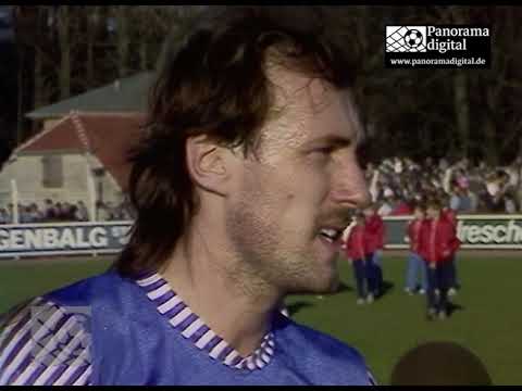 1. Oberliga-Tor Andreas Brückner beim 2:1 von Fortschritt Bischofswerda gegen Erfurt, Saison 1989/90