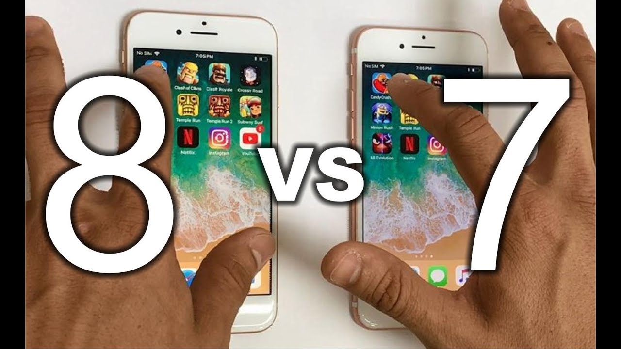 WHO'S FASTER? iPhone 8 VS iPhone 7 - Speed Test