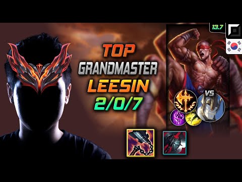 GrandMaster Top Lee Sin Build Goredrinker Conqueror - Lee Sin Top vs Galio - LOL KR 13.7