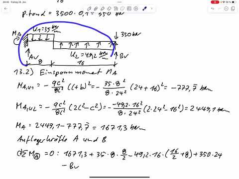 Task 13 – Determination of internal forces using the deflection force method of a prestressed con...