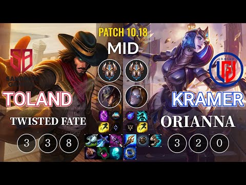 SB TolanD Twisted Fate vs LGD Kramer Orianna Mid - KR Patch 10.18