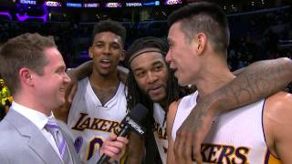 Jordan Hill and Nick Young Crash Jeremy Lin&#39;s Interview
