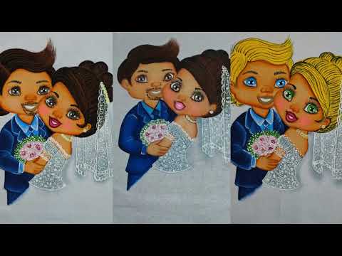 😍#PINTURA DE #BONECA NOIVINHA NOIVO CASAL NO #PANODEPRATO