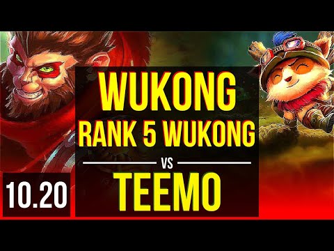 WUKONG vs TEEMO (TOP) | Rank 5 Wukong, Rank 13, 2 early solo kills | NA Challenger | v10.20