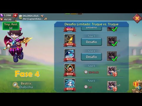 Lords Mobile - Desafio Limitado: Truque VS. Truque/DIABINHA (Beatriz) - Fase 4