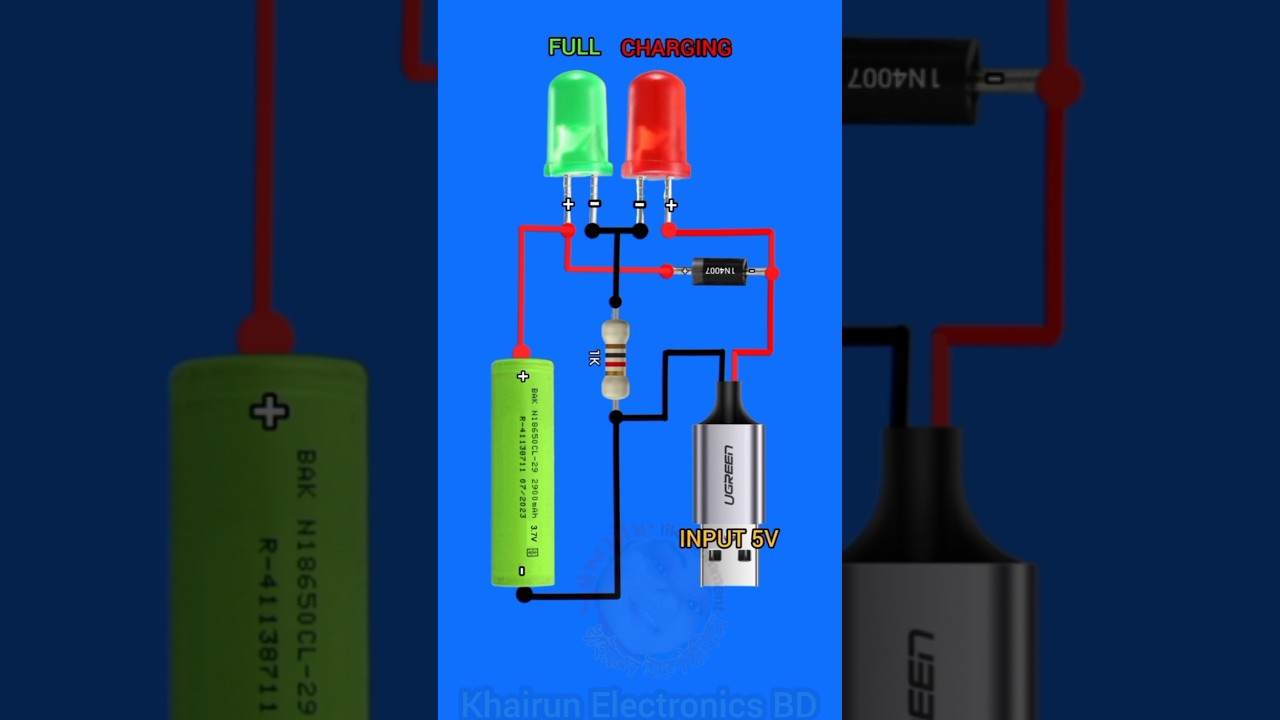 3.7V Lithium ion Battery Charger With Indicator #khairunelectronicsbd #youtubeshorts #shortsfeed