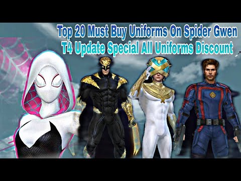 Top 20 Must Buy Uniforms On Spider Gwen T4 Update Special All Uniform Discount - Marvel Future Fight