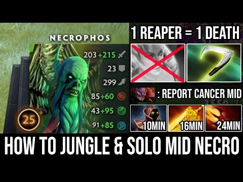How to Solo Mid & Jungle Necrophos in NEW 7.22g with Brutal AOE Magical Damage - 24Min GG DotA 2