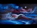 Literally EVERY STEP - Beginner Night Lighthouse Seascape Tutorial by #PaintWithJosh