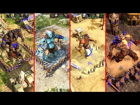 All TITANS Attacking The Enemy - Age of Mythology Retold