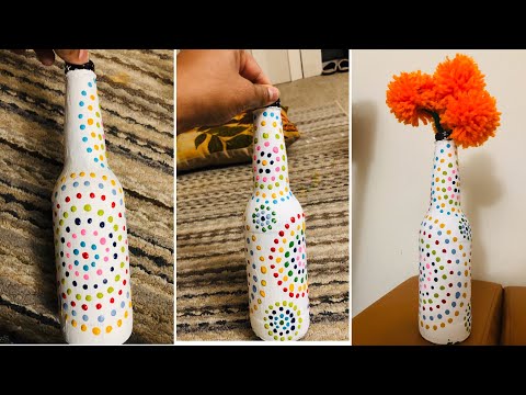 Diy/dot painting on glass bottle// Simple&easy//Telugu vlogs in USA