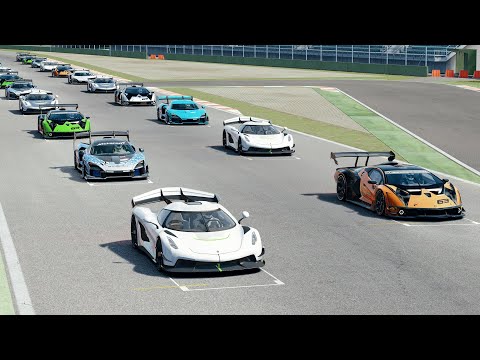 Koenigsegg Jesko vs Lamborghini Essenza SCV12 vs McLaren Senna GTR at Imola GP