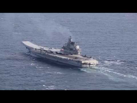 RAF Typhoon & Royal Navy HMS St Albans escort Russian Kuznetsov CSG