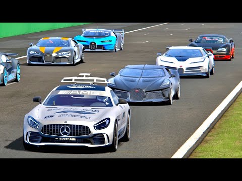 Bugatti Hypercars vs Mercedes SafetyCar SuperSonic Engine - Monza with Epic Wheelies