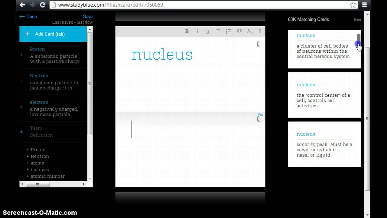 StudyBlue flashcard tutorial