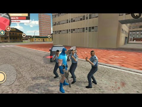 Rope Hero: Vice Town (Rope Hero Freeze Police Man & Robot Car) Power of Freezer Man  - Gameplay HD