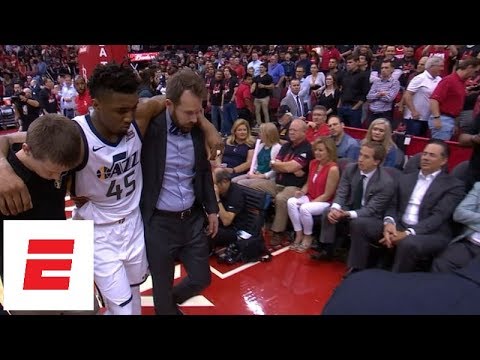 Donovan Mitchell heads to locker room with injury late in Jazz's Game 5 loss to Rockets  | ESPN
