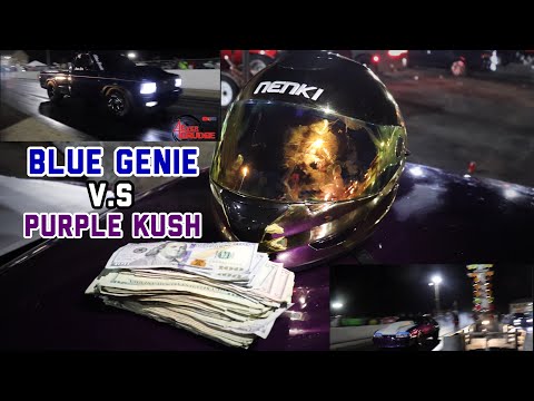 BIG MONEY GRUDGE RACE !! Purple Kush Mustang V.S Blue Genie S10 Truck !