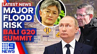 Flood emergency not over yet, Foreign Minister lands in Bali for G20 summit | 9 News Australia