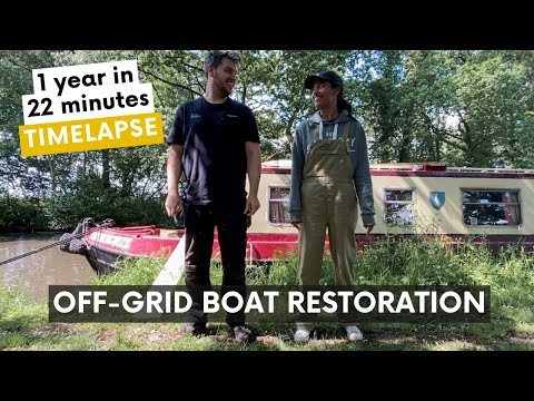 We're renovating a narrowboat! | THEN & NOW 1 year narrowboat restoration | TIMELAPSE