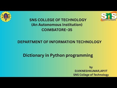 Dictionary 2 Python Programming Sns Institutions