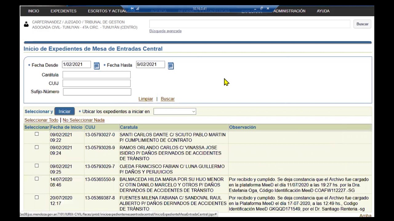IURIX. INICIO DE EXPEDIENTES CON MECC