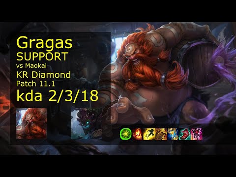 Gragas Support & Kai'Sa vs Maokai & Draven - KR Diamond 2/3/18 Patch 11.1 // [롤] 그라가스 vs 마오카이 서폿