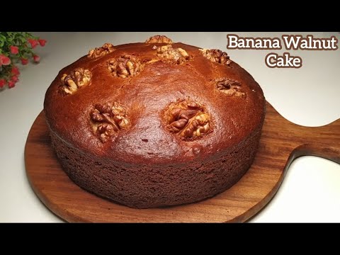 Banana Walnut Cake | Eggless & Without Oven | No Maida, No Sugar, No Butter Easy Healthy Banana Cake
