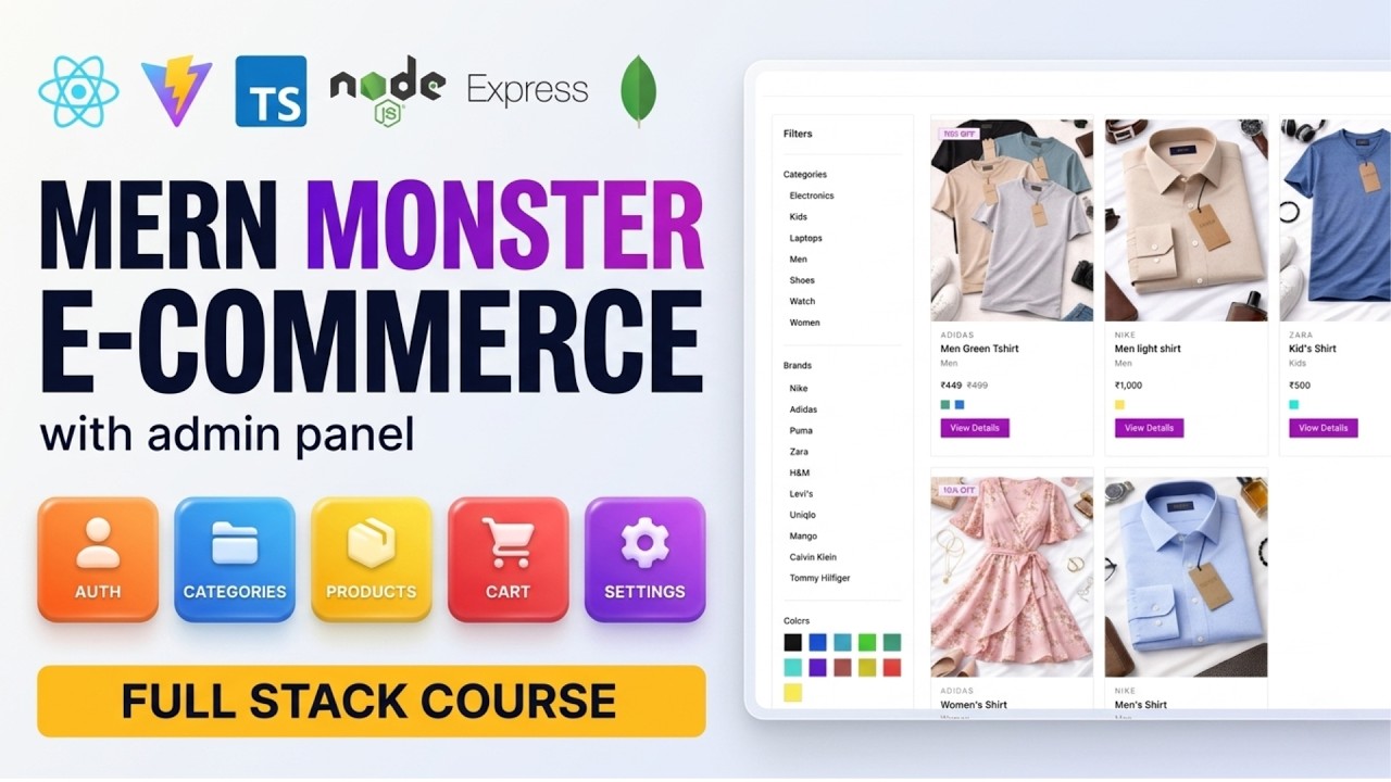 MERN Stack Full Course 2026: Build a Monster E-Commerce App with Admin Panel | React, Node, TS