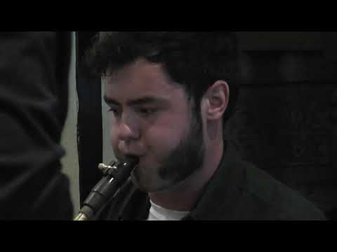 Mike Westbrook The Uncommon Orchestra reunion get together in the rehearsal room.