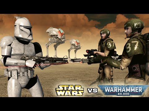 STAR WARS vs WARHAMMER 40K - Clone Troopers vs Imperial Guard [4K]