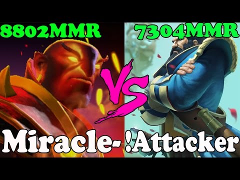 Dota 2 - Miracle 8802 MMR VS !Attacker 7304 MMR - Ranked Match Gameplay!