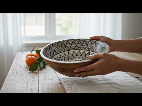 Meena style modern design wooden bowl 