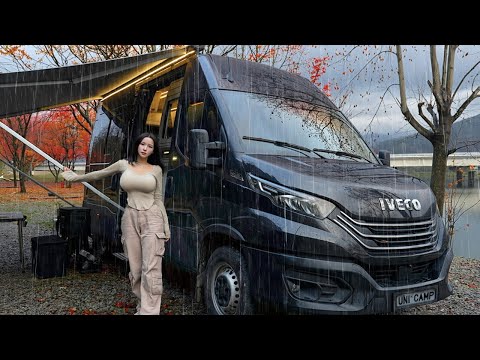☔Camping in the Rain with $100,000 Luxury Camper Van