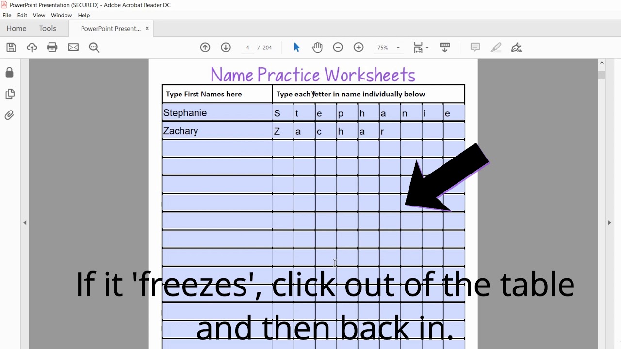 Editable Name Practice Tutorial