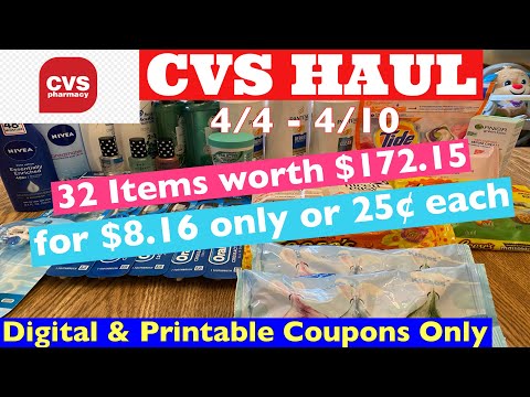 CVS Couponing Haul| 4/4 - 4/10 | 32 Items worth $172.15 for only $8.16 or 25¢ Each| Amazing Savings!