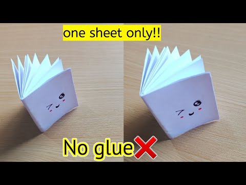DIY mini notebook without glue|Mini notebook with one sheet of paper|No glue paper craft|No glue DIY