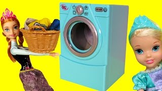 WASHER ! Laundry - Elsa & Anna toddlers -  Foam - Mess - Soap
