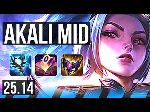 AKALI vs IRELIA (MID) | 14/1/5, 7 solo kills, Legendary | EUW Challenger | 25.14