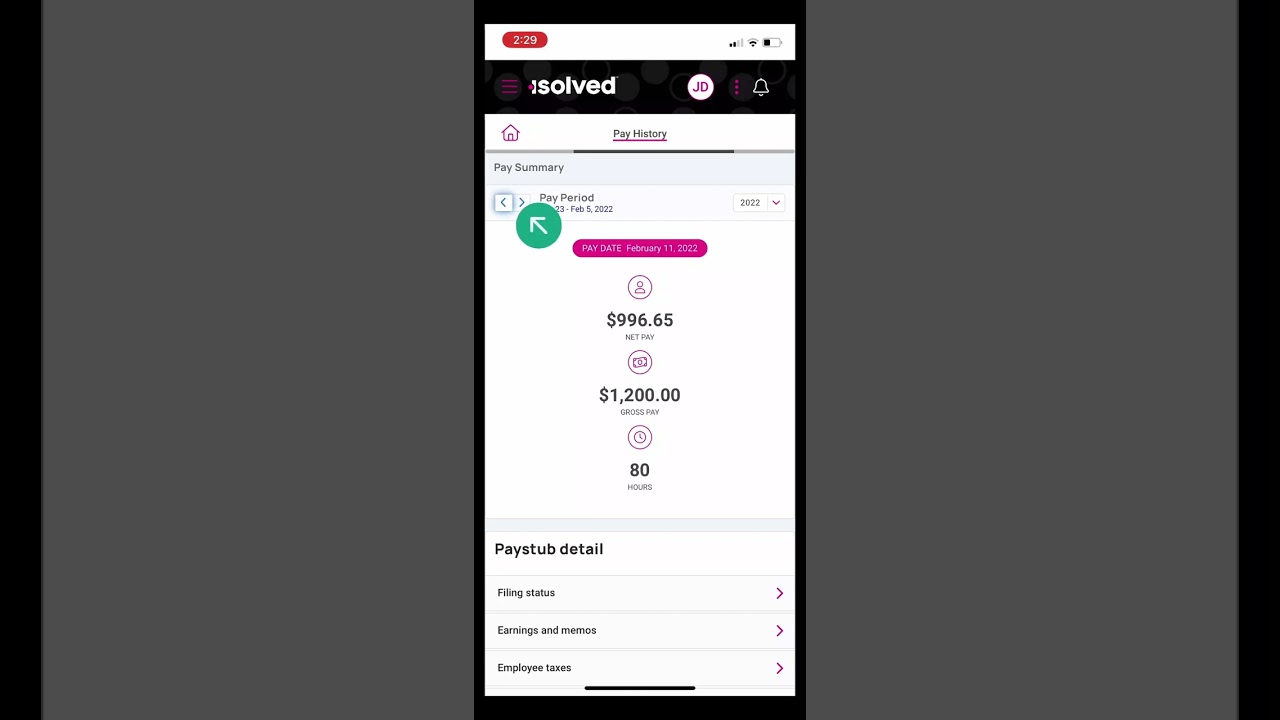 Employee view paystub - mobile