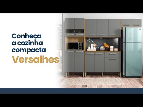 Video thumbnail of Cozinha Compacta Kits Parana Versalhes 4 Peças com Balcão