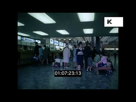 1960s Heathrow Airport Interior Rushes, London, HD from 35mm