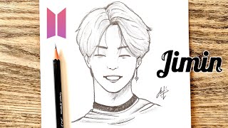How to draw jimin step by step  Face Drawing  Bts 