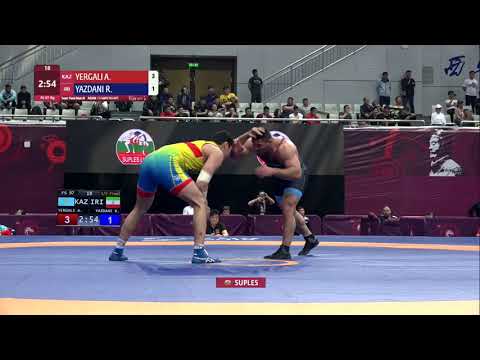 1/2 FS - 97 kg: A. YERGALI (KAZ) v. R. YAZDANI (IRI)