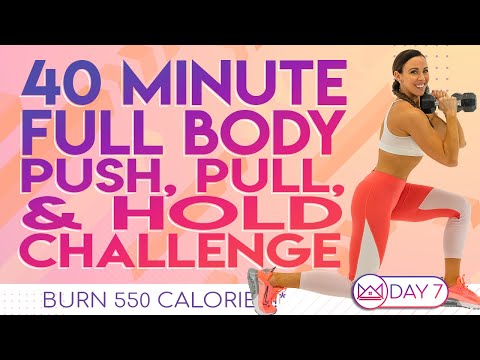40 Minute Full Body HIIT Push, Pull, & Hold 🔥Burn 550 Calories! 🔥30 Day At-Home Challenge | Day 7